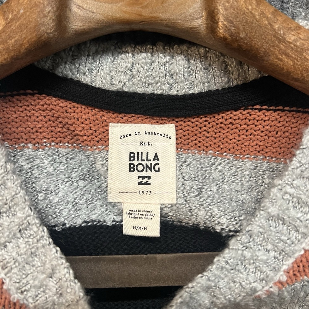 Billabong Sweater Womens Medium‎ Striped Gray Red Black Long Sleeve Knitted - Picture 5 of 5